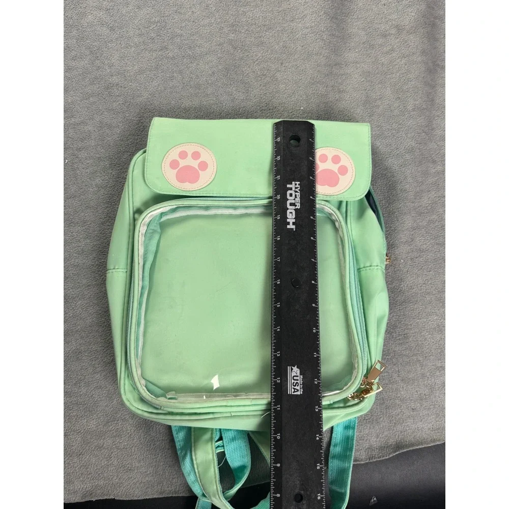 Mint Green Ita Bag Backpack Clear Display Window Kawaii Cat Paw Print Mint